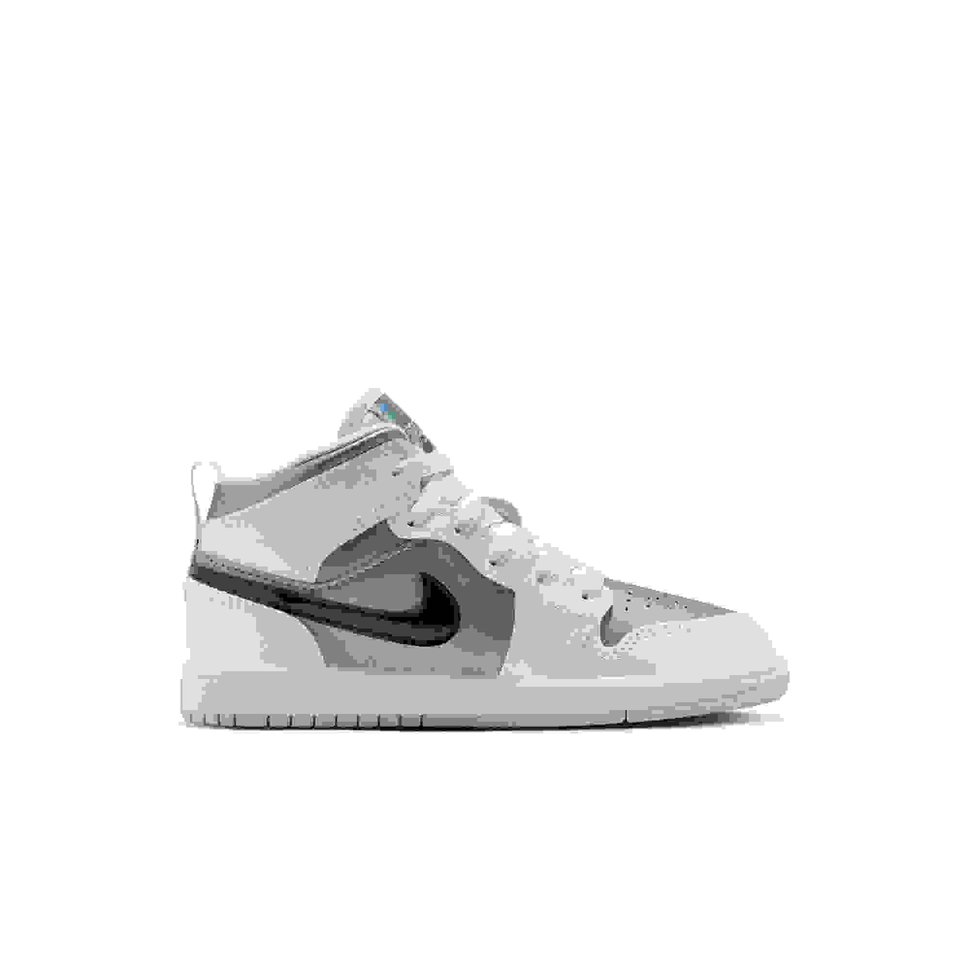Jordan 1 Mid SE Preschool Boys' "Photon Dust/Blue Chill/Flat Pewter/Black" Shoe